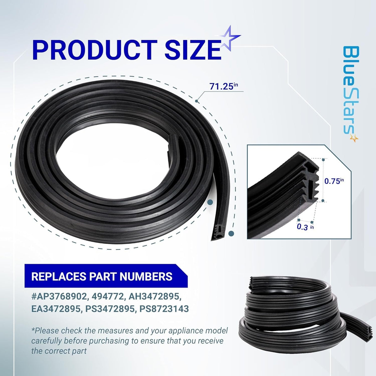00494772 Dishwasher Door Gasket Seal for Samsung Kenmore Bosch Dishwashers