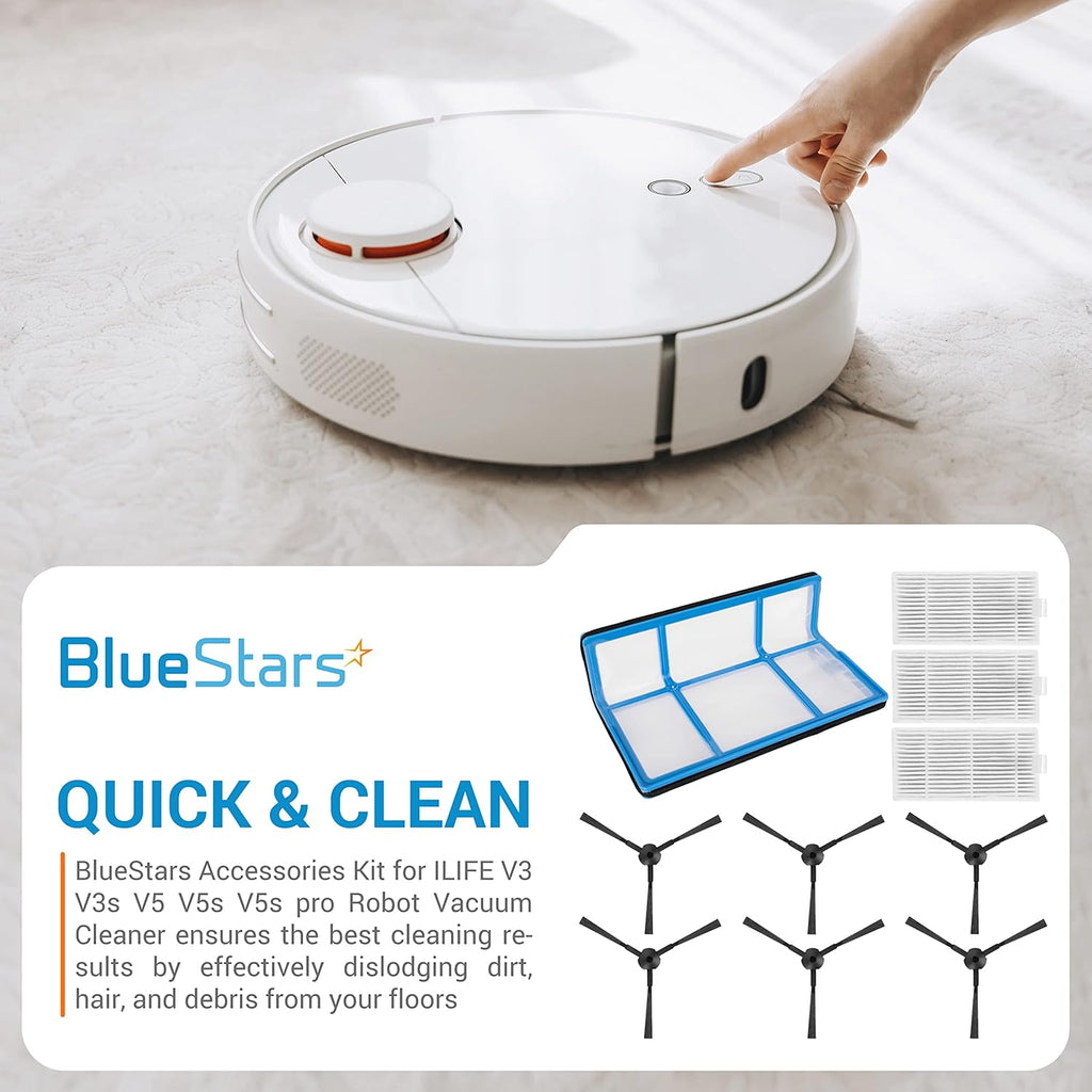 ILIFE V3 V3s V5 V5s Pro Robot Vacuum Parts Kit with Filters & Side Brushes