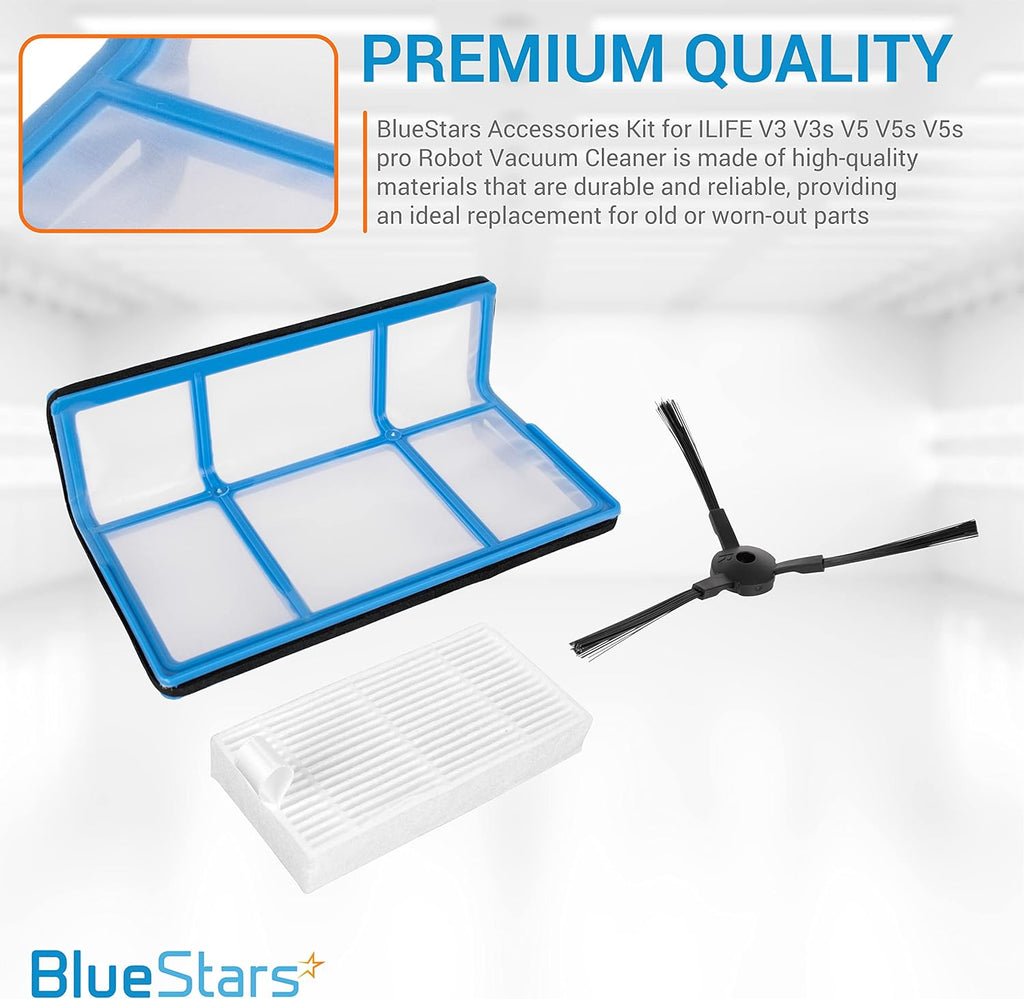 ILIFE V3 V3s V5 V5s Pro Robot Vacuum Parts Kit with Filters & Side Brushes