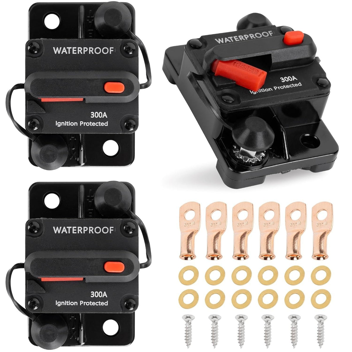 300A Waterproof Circuit Breaker (12V-48V DC) - 3 Pack