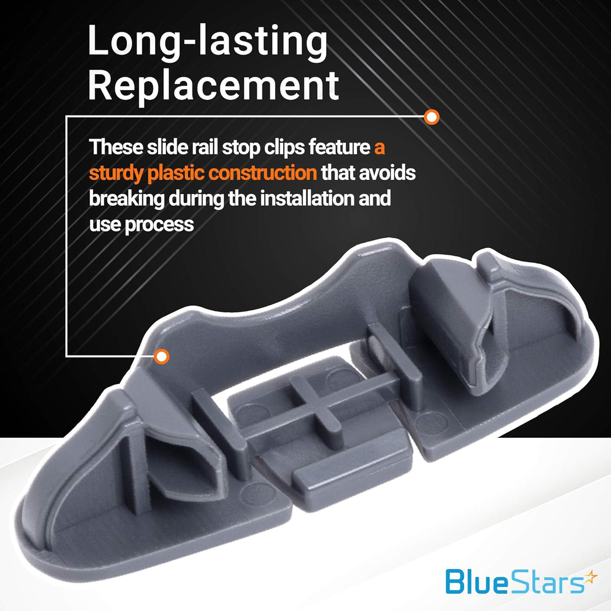 W10508950 Dishwasher Upper Rack Stop Clip for Whirlpool Kenmore - 4 Pack