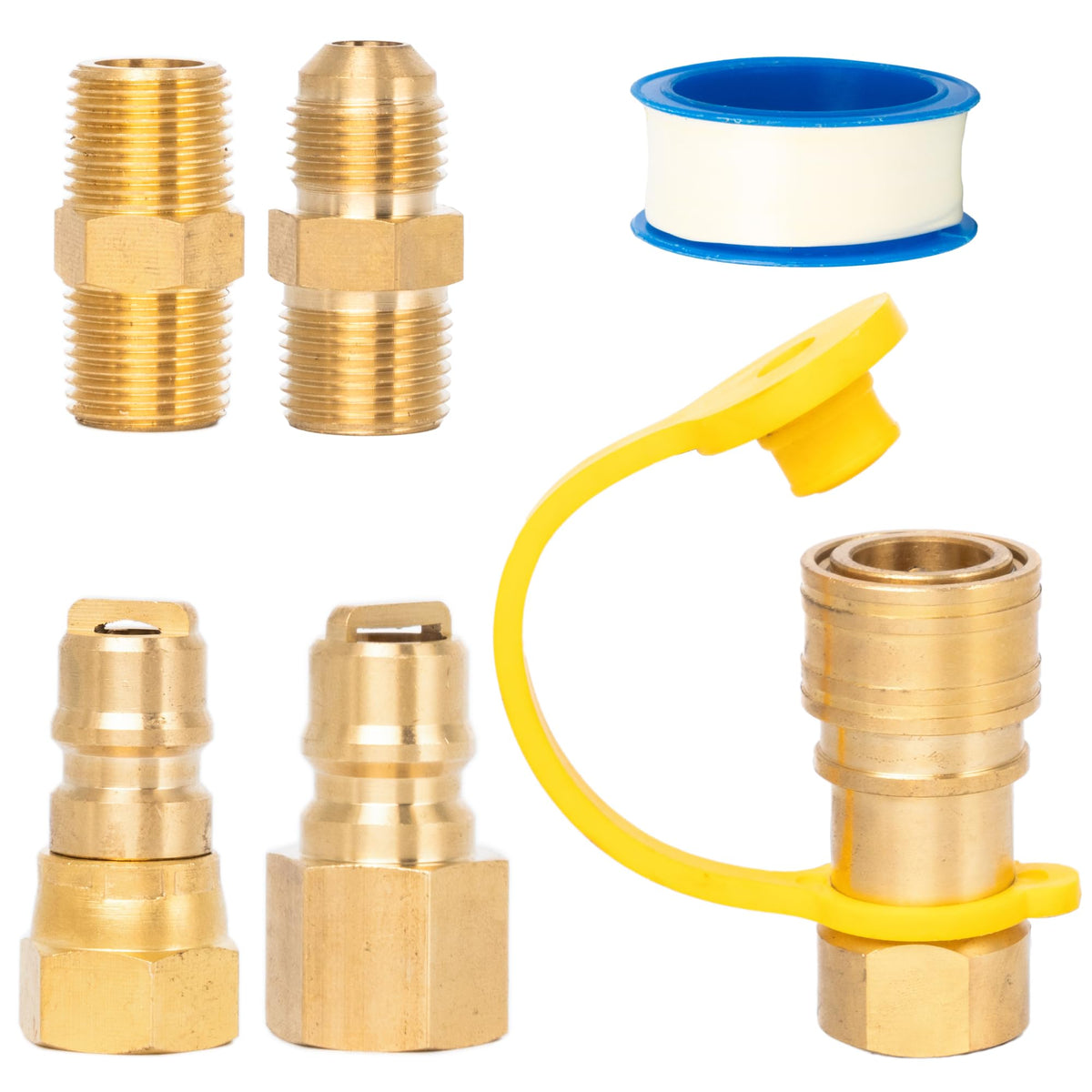 3/8" Natural Gas Quick Connect Fittings - Low-Pressure Propane/Natural Gas Hose for RVs/Grills