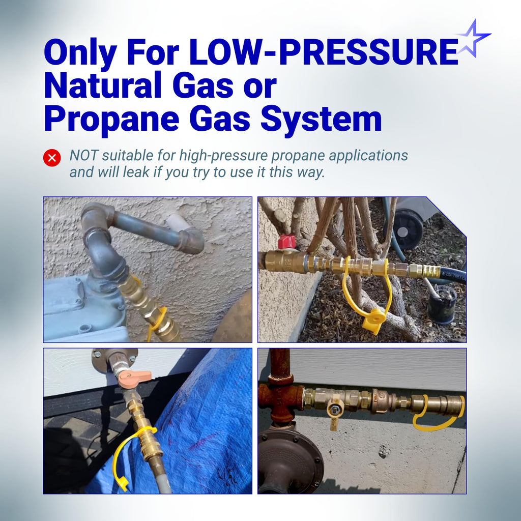 3/8" Natural Gas Quick Connect Fittings - Low-Pressure Propane/Natural Gas Hose for RVs/Grills