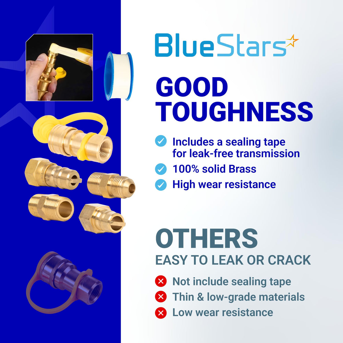 3/8" Natural Gas Quick Connect Fittings - Low-Pressure Propane/Natural Gas Hose for RVs/Grills