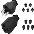 NEMA 5-15P Male Plug & 5-15R Female Connector Replacement Ends, 125V 15A, 2-Pole 3-Wire - 5 Pairs