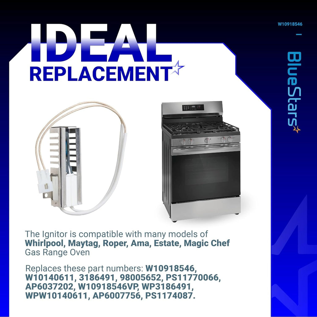W10918546 W10140611 Gas Range Oven Igniter for Whirlpool Roper Amana Estate