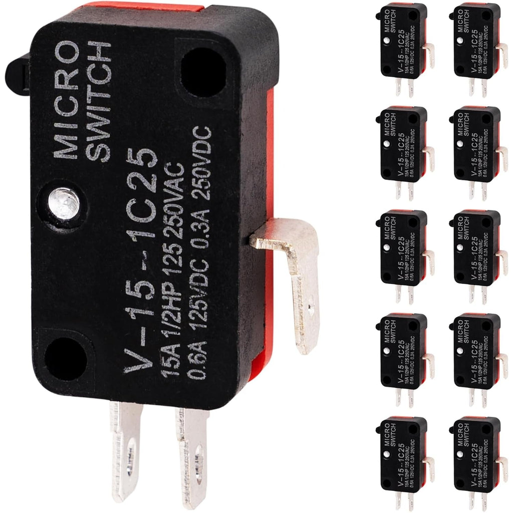 V-15-1C25 Micro Limit Switch Blade Momentary - 250VAC/125VDC 15A - 10 Pack