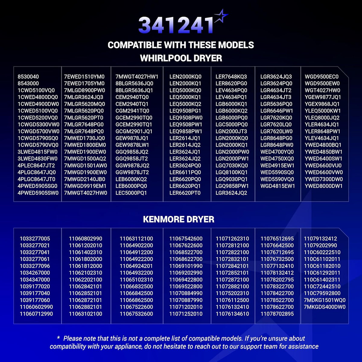 341241 Dryer Drum Belt for Whirlpool Kenmore Roper Amana