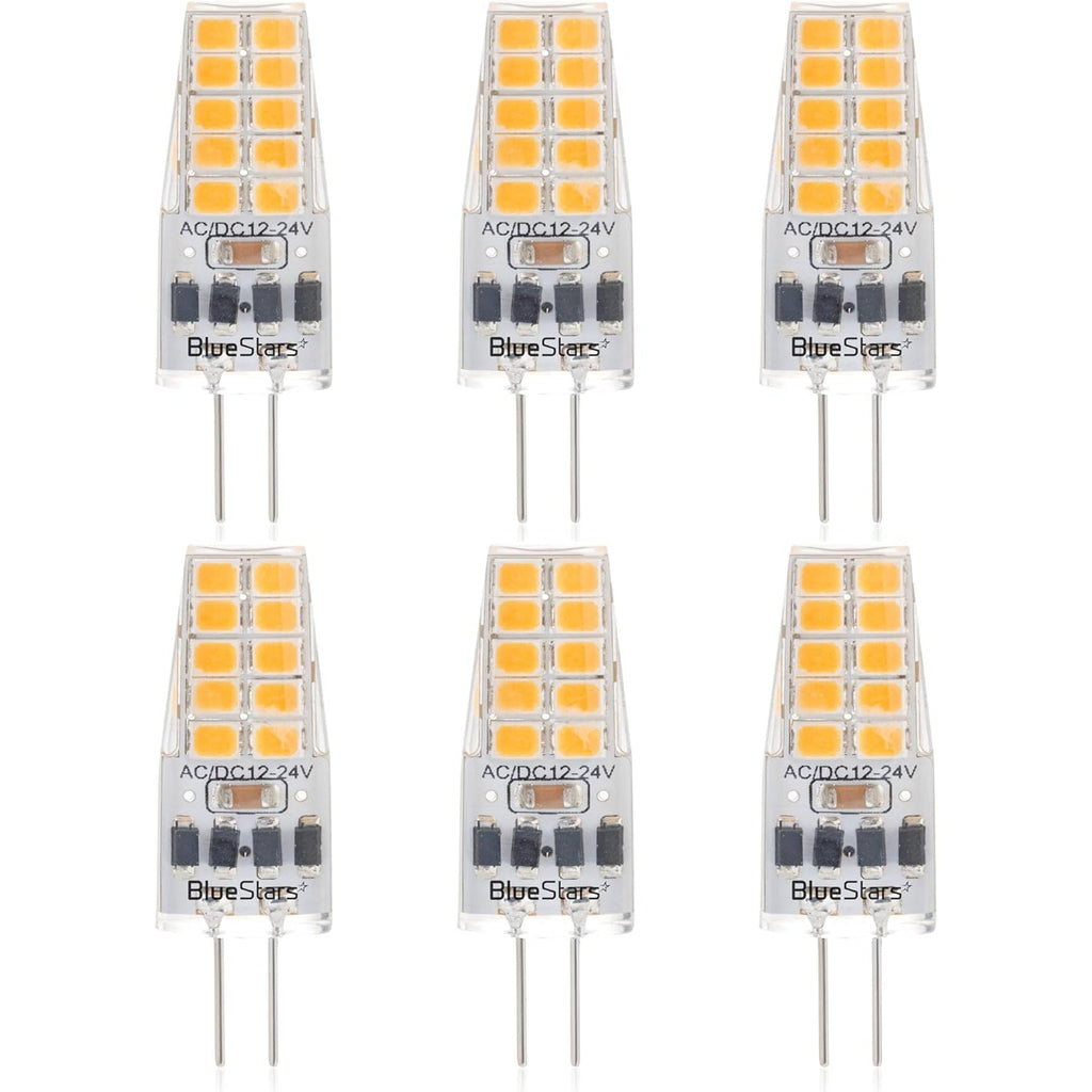 G4 LED Bulb 2W, 30W Equivalent, 3000K Warm White, 12V AC/DC, Dimmable - 6 Pack