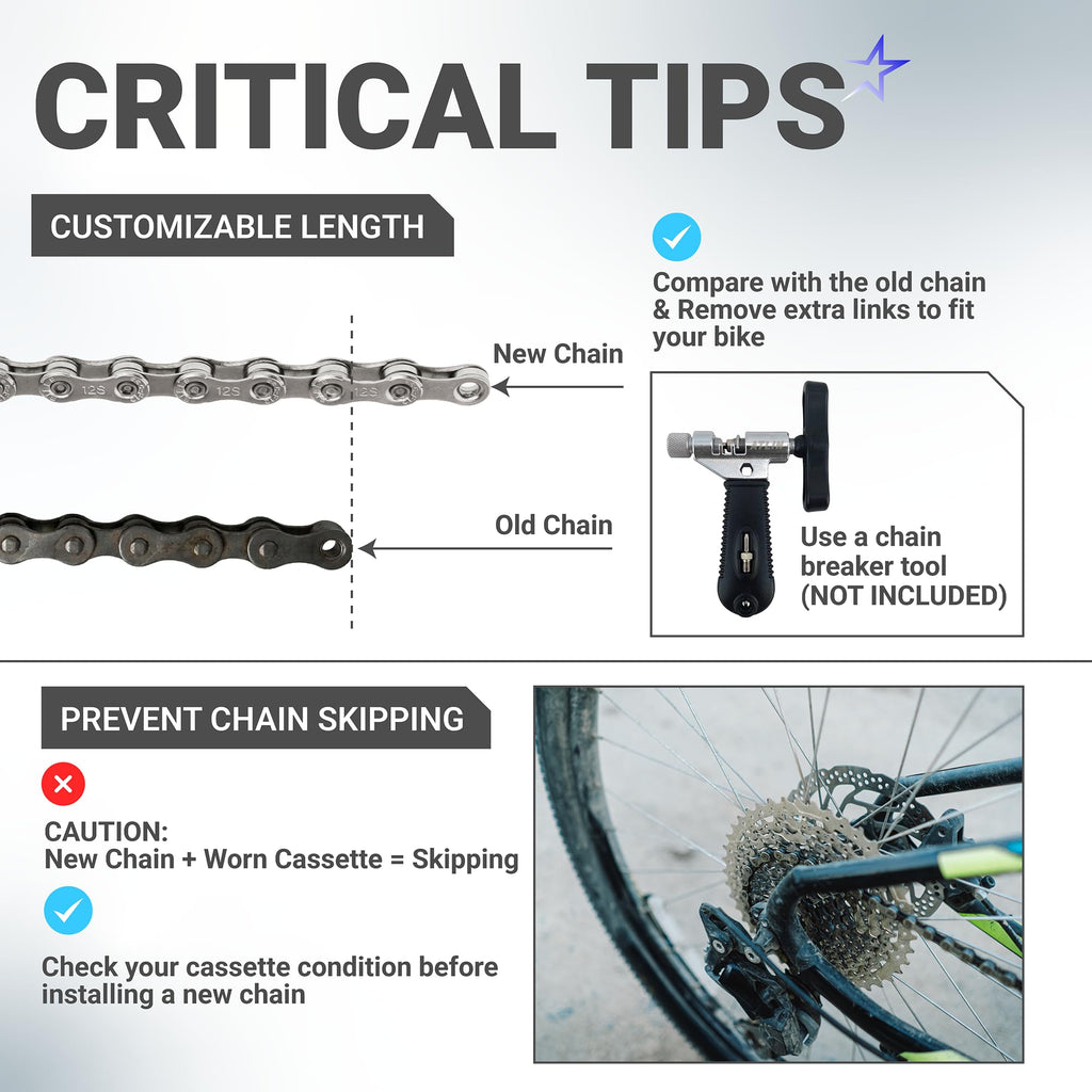 12-Speed Bike Chain, 1/2 x 11/128", 126 Links, Quick Link, Shimano SRAM Campagnolo