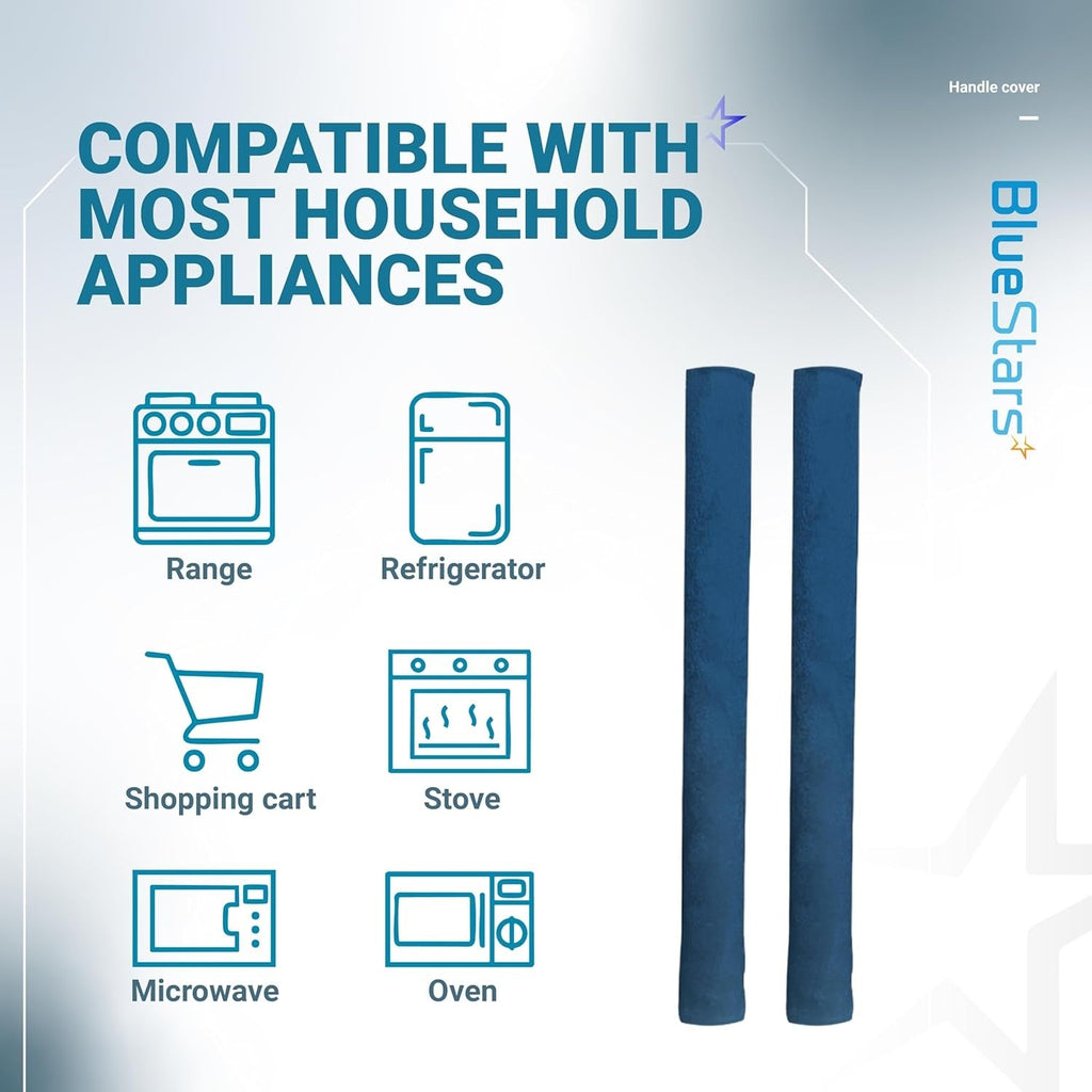 4 Refrigerator Handle Covers 15.74" x 5.5" and 2 Microwave Handle Covers 6.5" x 4.5" - Blue