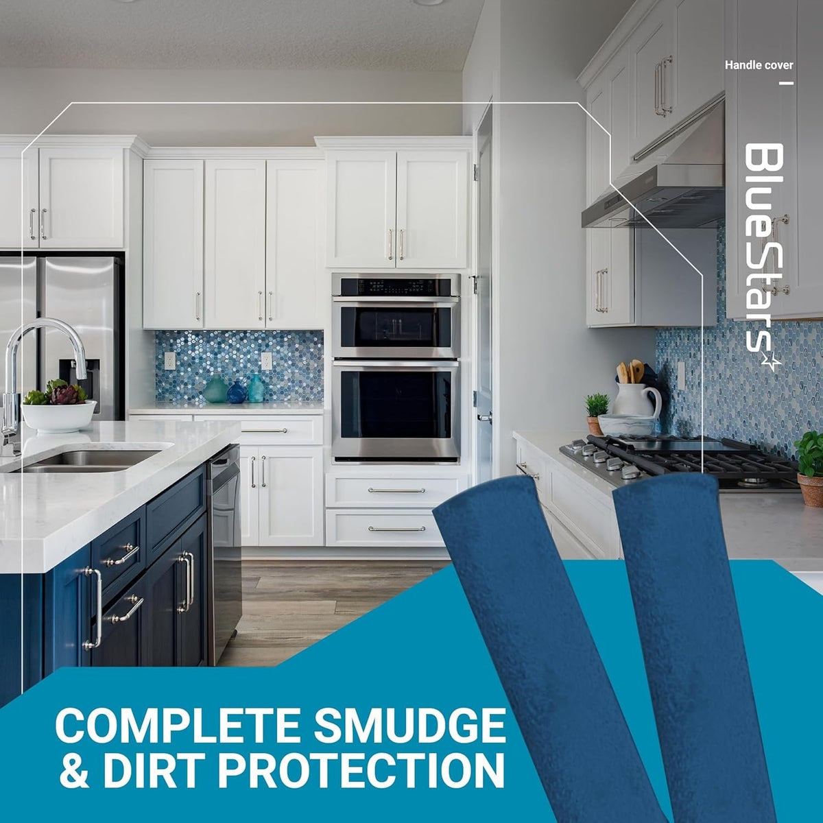 4 Refrigerator Handle Covers 15.74" x 5.5" and 2 Microwave Handle Covers 6.5" x 4.5" - Blue