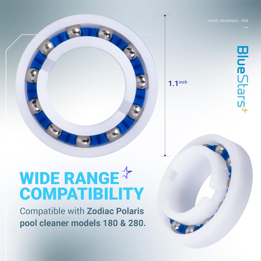 C-60 C60 Wheel Ball Bearings for Zodiac Polaris 180/280 Pressure Pool Cleaners - 8 Pack