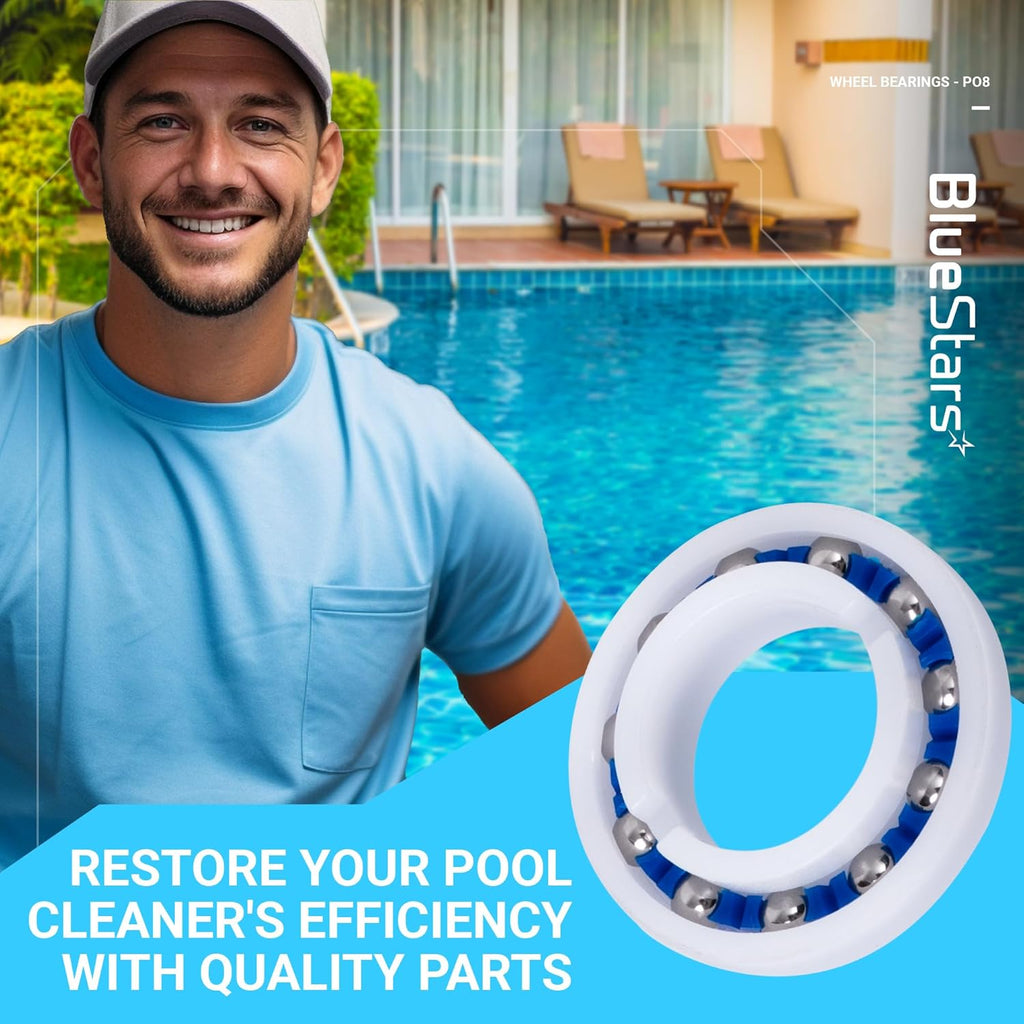 C-60 C60 Wheel Ball Bearings for Zodiac Polaris 180/280 Pressure Pool Cleaners - 8 Pack