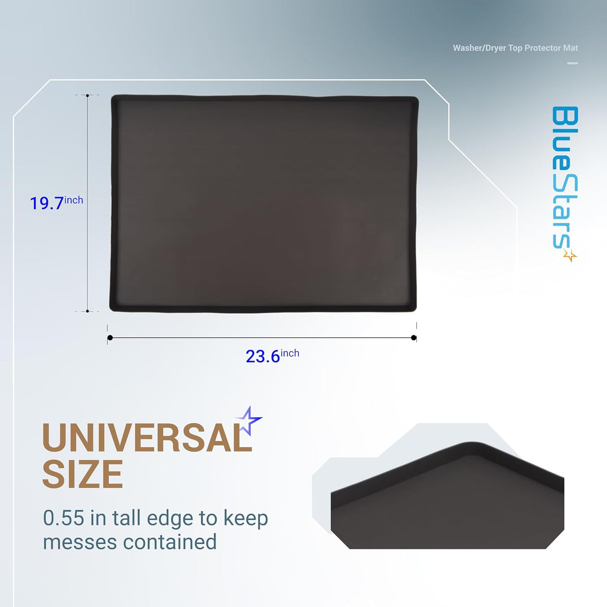 23.6" x 19.7" Silicone Washer Dryer Top Mat, Waterproof, Dustproof, Black