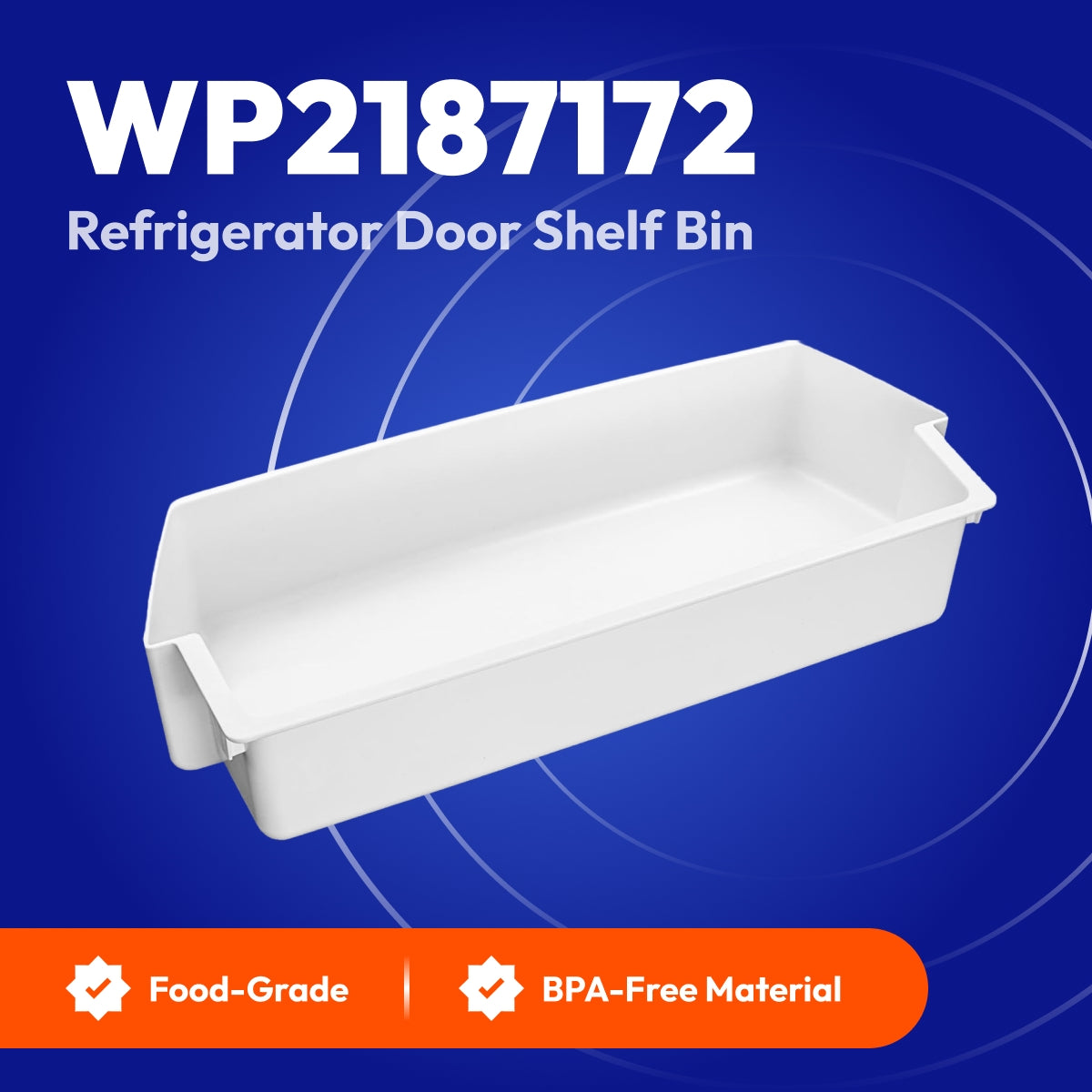 WP2187172 Refrigerator SbS Door Shelf Bin White - Compatible with Whirlpool