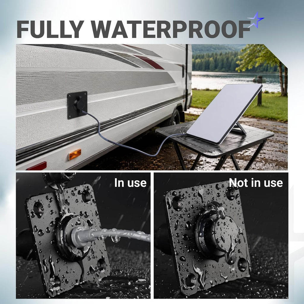 Starlink Mini Wall Socket Passthrough Kit with Power Adapter - Waterproof Aluminum, DC 5.5x2.1mm, RV Boat Truck