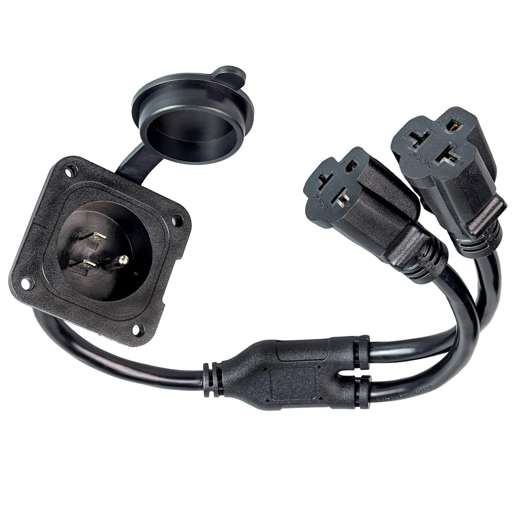 20A 125V AC Port Plug 12 AWG 5-in-1 T-Blade Adapter