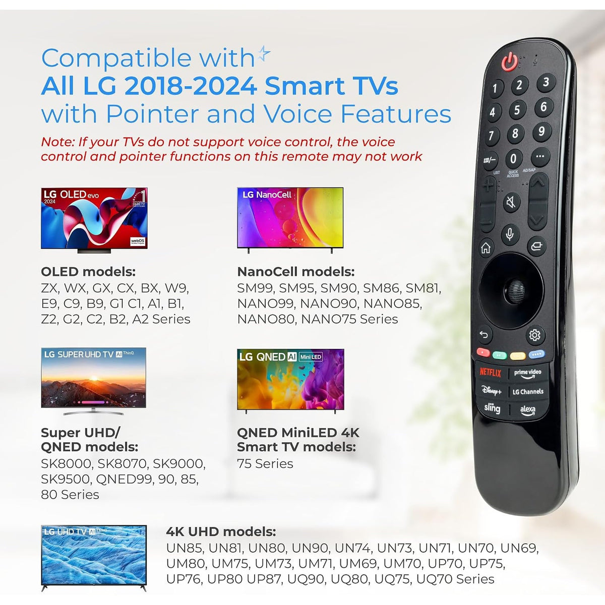 Voice Magic Remote for 2018-2024 LG TV Control Replacement