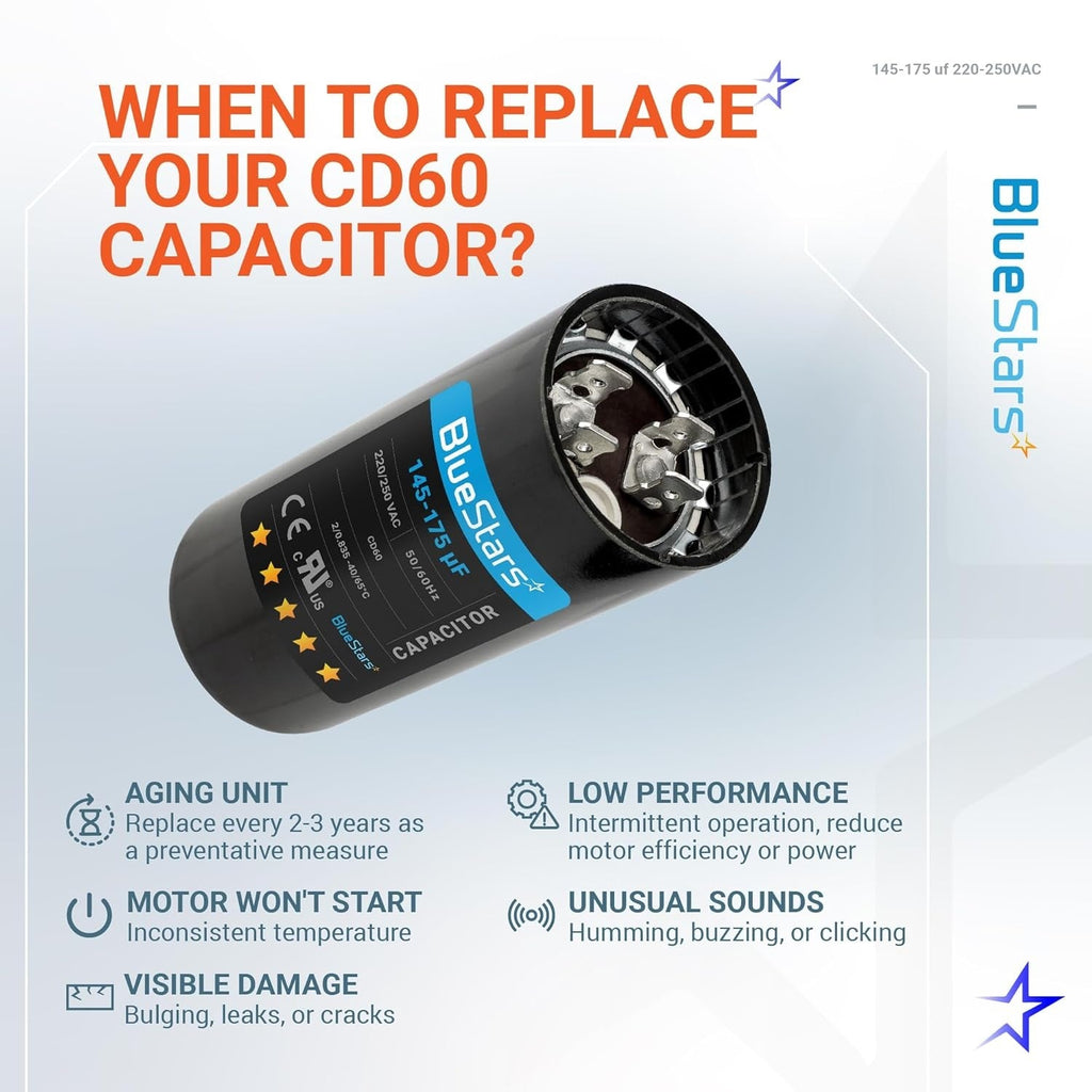 145-175 uF 220-250VAC CD60 Round Motor Start Capacitor for Pool & Well Pumps