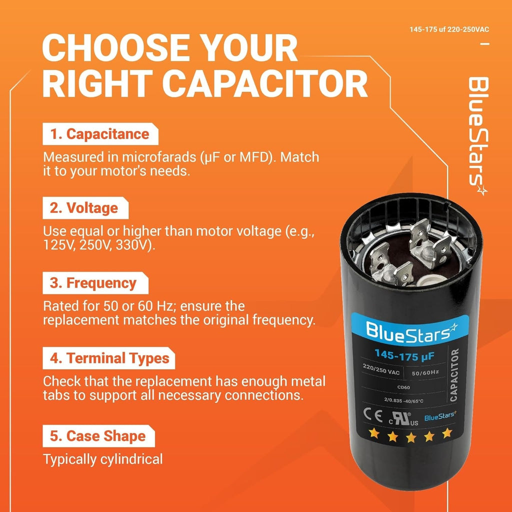 145-175 uF 220-250VAC CD60 Round Motor Start Capacitor for Pool & Well Pumps