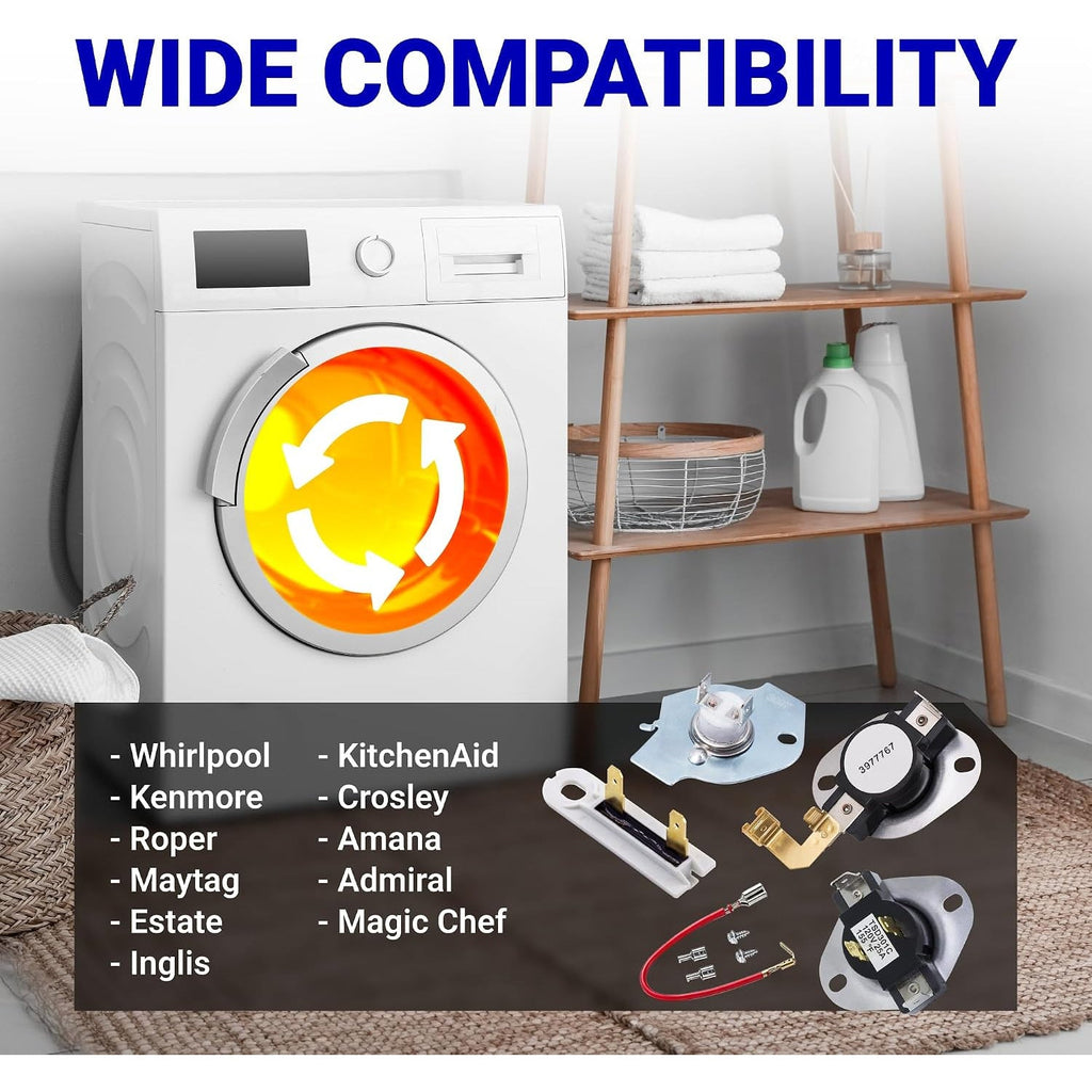 3387134 3392519 3977393 3977767 Dryer Thermostat & Thermal Fuse Kit - Whirlpool/Kenmore/Maytag