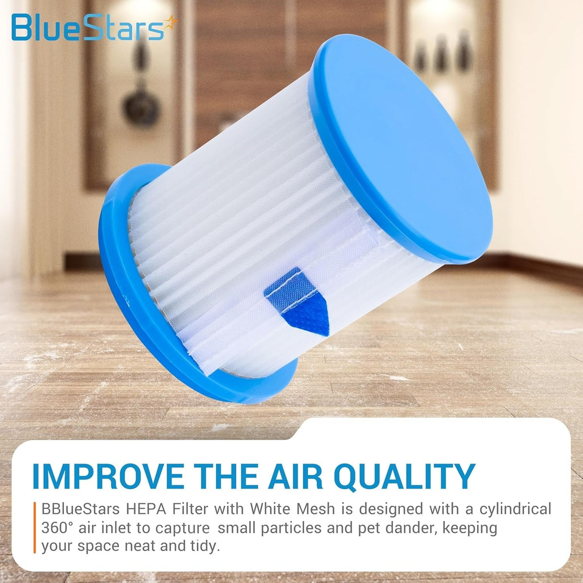 HEPA Filter with White Mesh for INSE N5S N5T S6T S6P Pro TMA Vacuums - 4 Pack + Brush