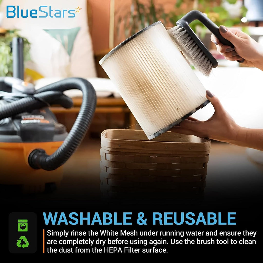 HEPA Filter with White Mesh for INSE N5S N5T S6T S6P Pro TMA Vacuums - 4 Pack + Brush