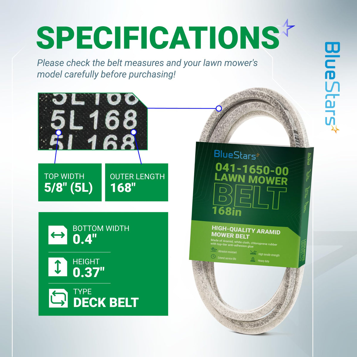 041-1650-00 Deck Belt | Fits Bad Boy 60", 54" Deck | Aramid Cord | 168"