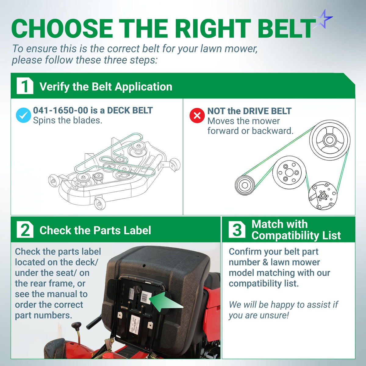 041-1650-00 Deck Belt | Fits Bad Boy 60", 54" Deck | Aramid Cord | 168"