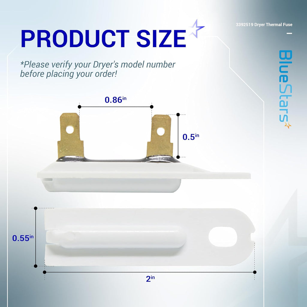3392519 Dryer Thermal Fuse for Whirlpool Maytag Kenmore Dryers - 3 Pack