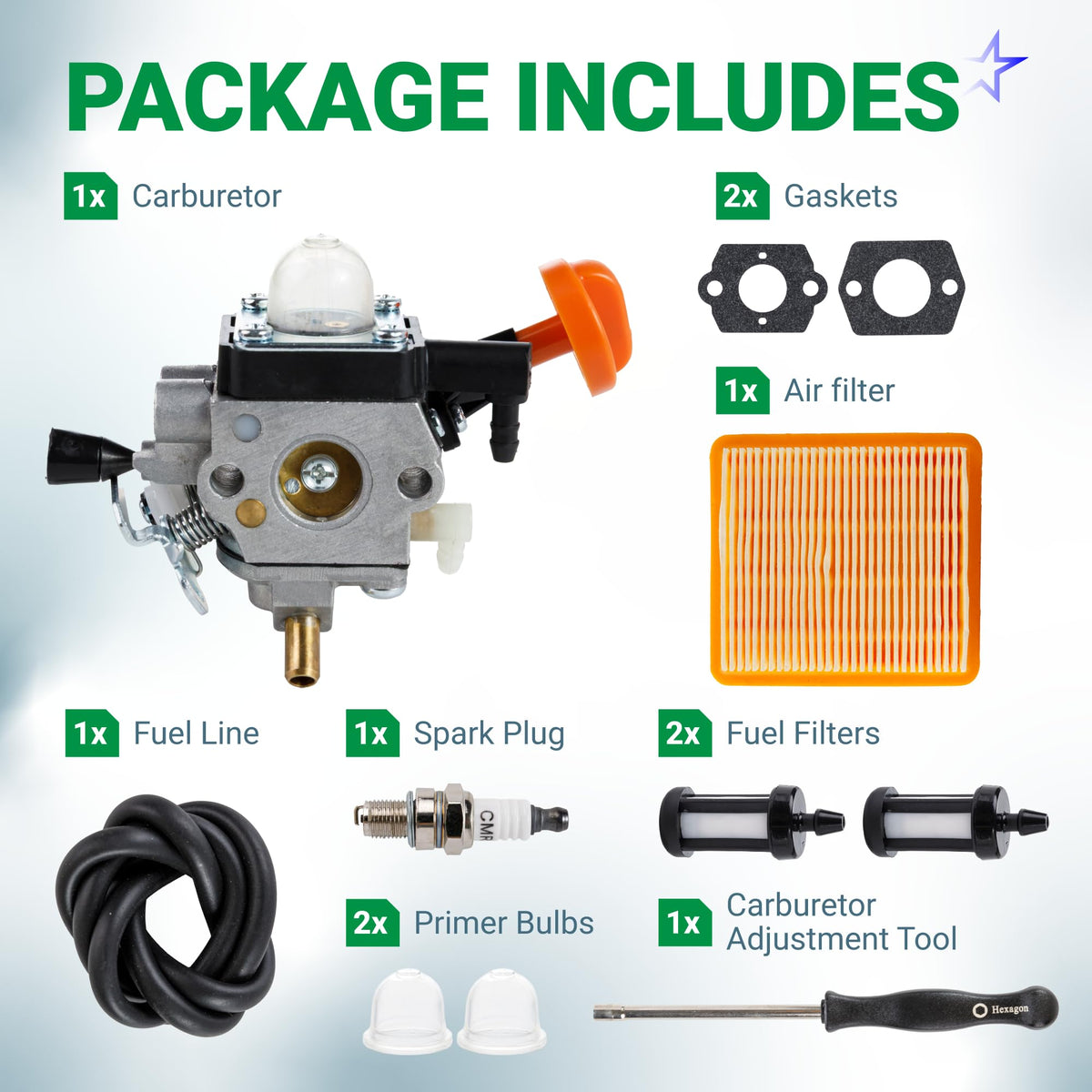 4180-120-0615 FS91R Trimmer Carburetor Kit - Fits STIHL FS91R FS91 FC91 FS111 Trimmer