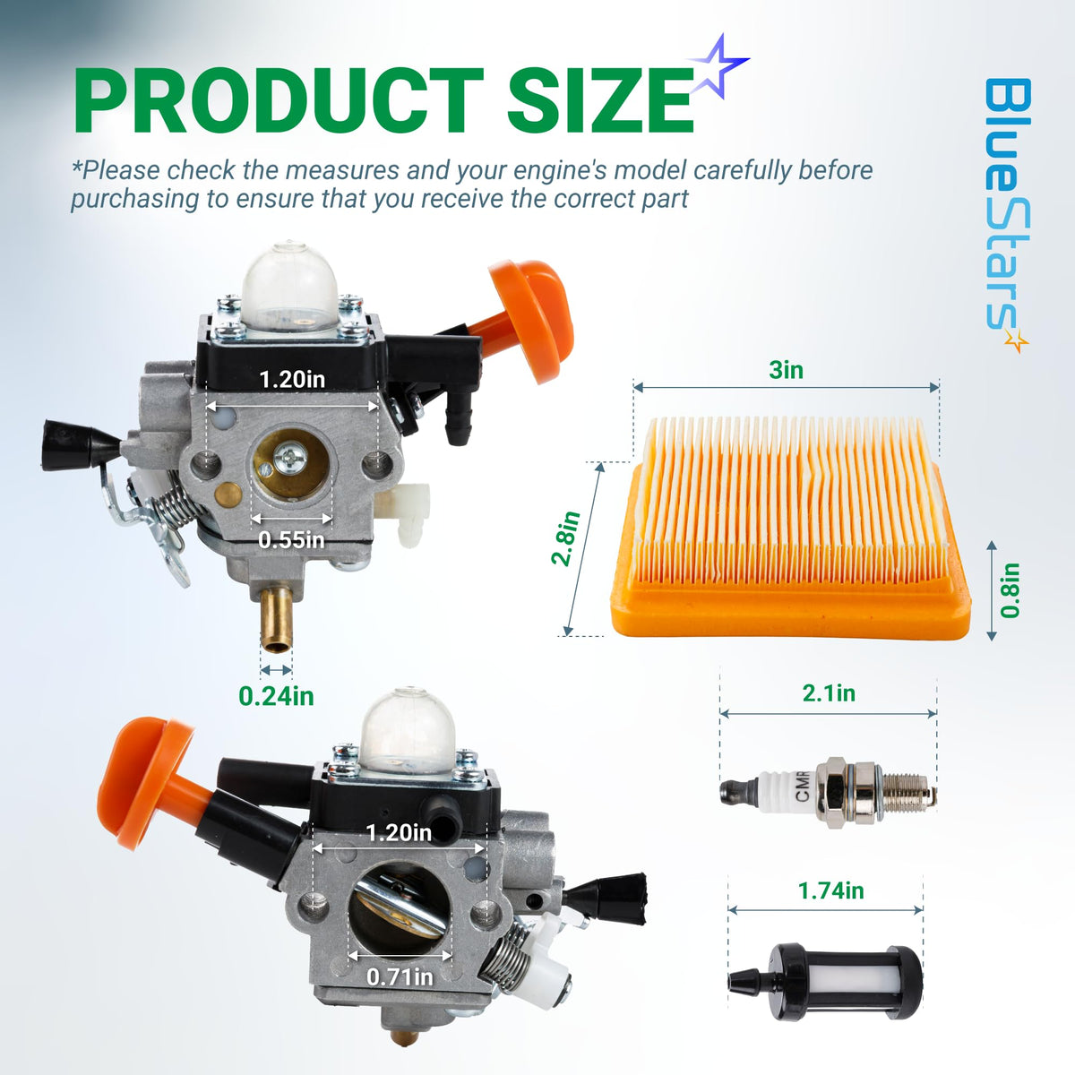 4180-120-0615 FS91R Trimmer Carburetor Kit - Fits STIHL FS91R FS91 FC91 FS111 Trimmer