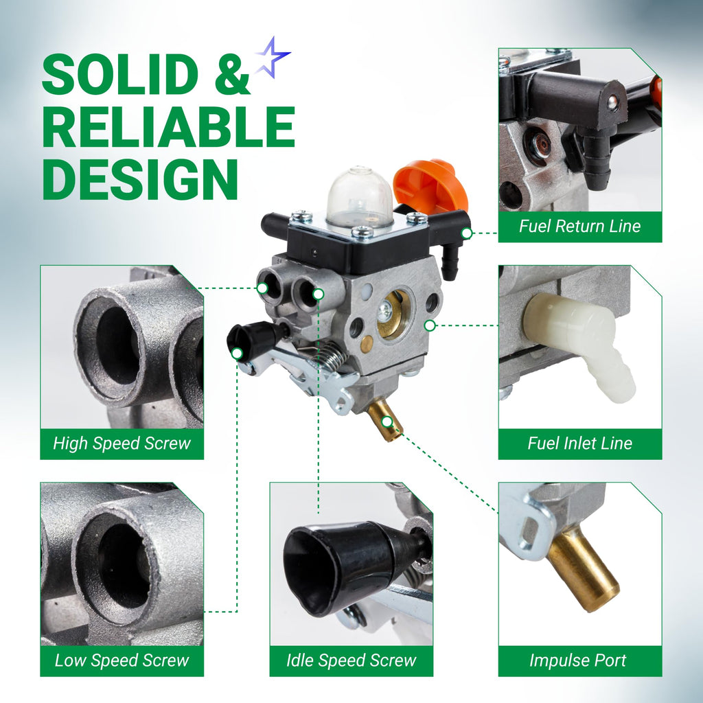 4180-120-0615 FS91R Trimmer Carburetor Kit - Fits STIHL FS91R FS91 FC91 FS111 Trimmer