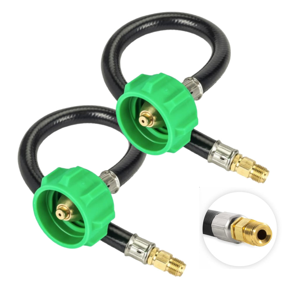 PO2 12" Propane Pigtail Hose - 1/4" Inverted Male Flare, QCC1/ACME to 2-Stage Regulator