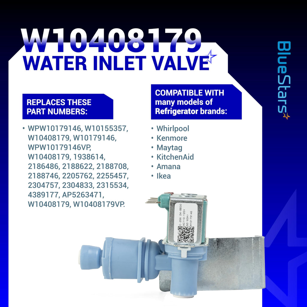 W10408179 Water Inlet Valve for Refrigerator Kenmore Whirlpool KitchenAid