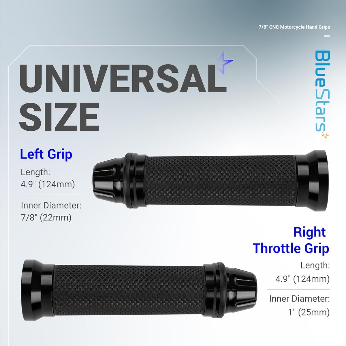 CNC Aluminum Rubber Motorcycle Hand Grips 7/8" Handlebars