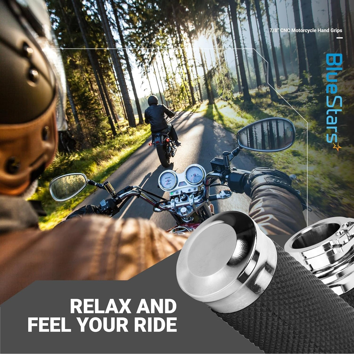 CNC Aluminum Rubber Motorcycle Hand Grips 7/8" Handlebars