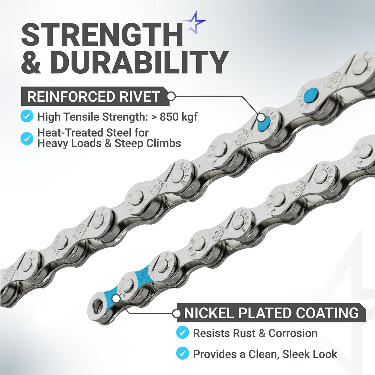 6/7/8-Speed Bike Chain, 1/2 x 3/32", 116 Links, Pre-Install Connector