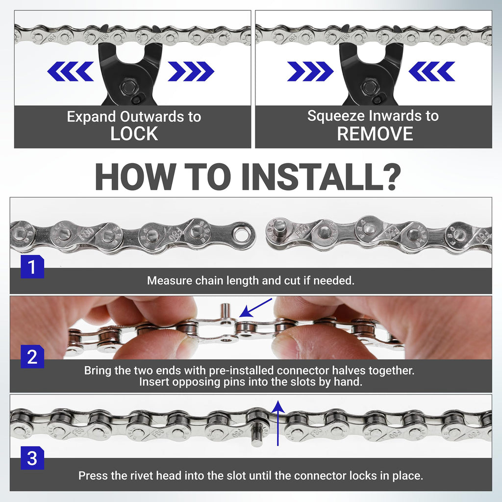 6/7/8-Speed Bike Chain, 1/2 x 3/32", 116 Links, Pre-Install Connector