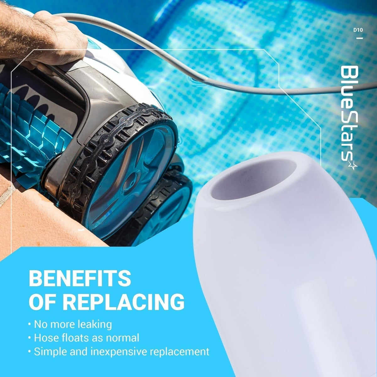 D10 Pool Cleaner Feed Hose Float Replacement for Zodiac Polaris Pool Cleaners - 9 Pack