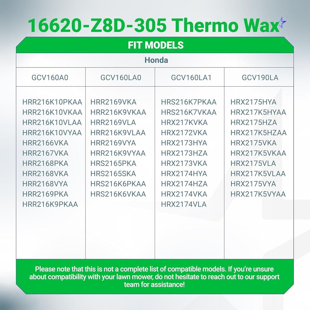 16620-Z8D-305 Thermowax Assembly - Fits Honda HRX217, HRR216, GCV160, GCV190, Engines