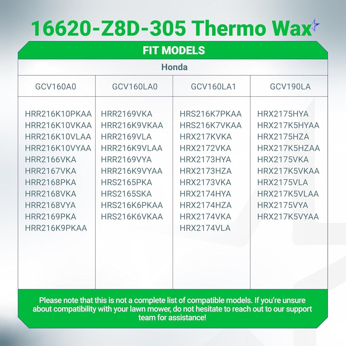 16620-Z8D-305 Thermowax Assembly - Fits Honda HRX217, HRR216, GCV160, GCV190, Engines