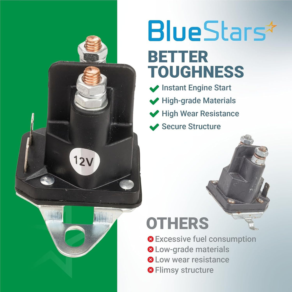 192507 Starter Solenoid, 12V 4-Terminal - Fits Husqvarna, Poulan, Craftsman LT2000/YS4500/YT3000
