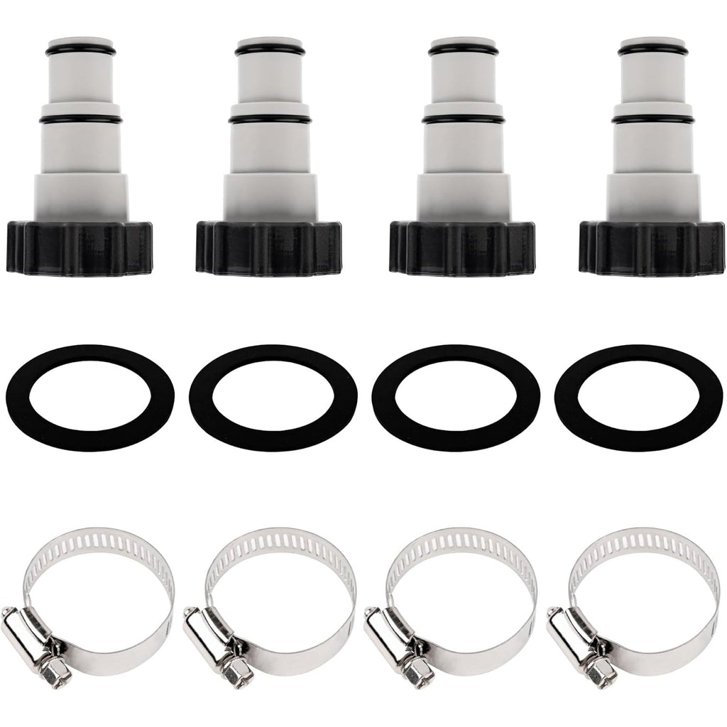 Universal Pool Hose Adapter Set for Intex 1.25"/1.5" Hoses, 1500-4000 GPH Pumps - 4 Pack