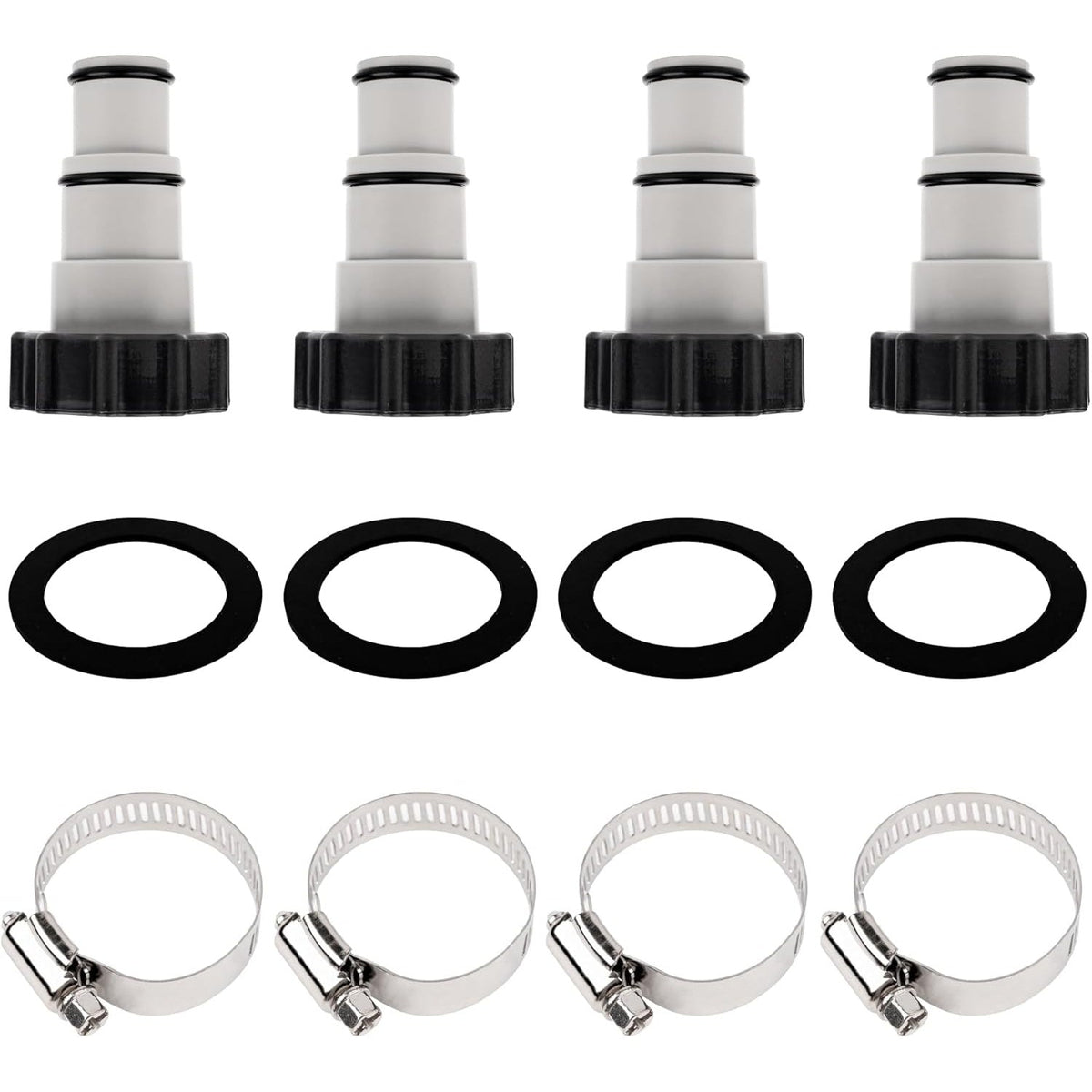 Universal Pool Hose Adapter Set for Intex 1.25"/1.5" Hoses, 1500-4000 GPH Pumps - 4 Pack