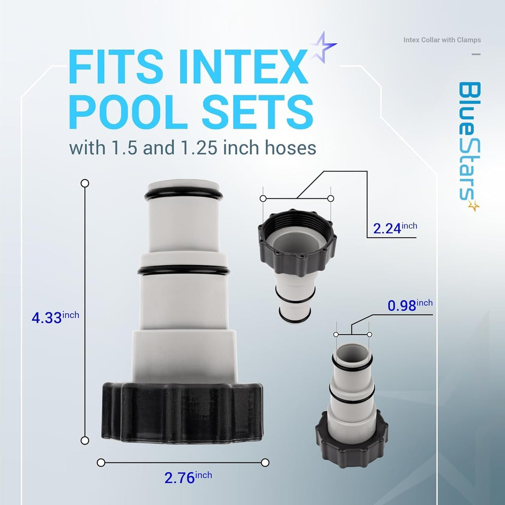 Universal Pool Hose Adapter Set for Intex 1.25"/1.5" Hoses, 1500-4000 GPH Pumps - 4 Pack