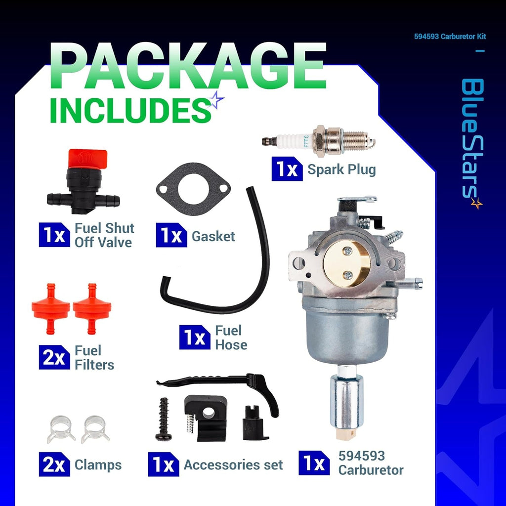 594593 Carburetor Kit - Fits John Deere LA105 D110 D105 LA115 697203 Lawn Tractor