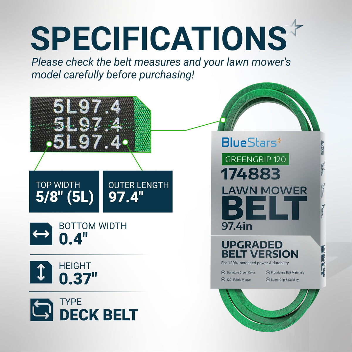 174883 532174883 Mower Deck Belt - 42" Husqvarna YTH1542XP/YTH1542, Craftsman, 97.4"