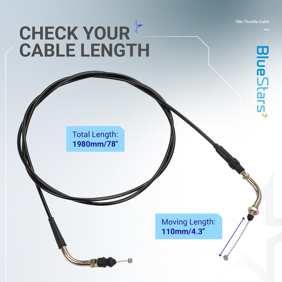 78-Inch Throttle Cable for GY6 50cc-150cc Scooter Moped Go-Kart Engines